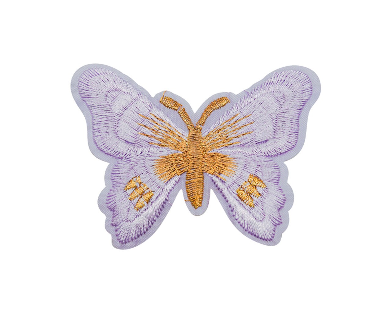 3"x 2 1/4" Lavender / Gold Embroidery Heat Transfer Iron On Butterfly Patch Pack of 72